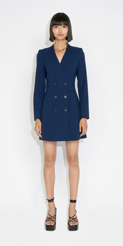 Cue Cares - Sustainable | Double Breasted Blazer Dress | 784 Dark Cobalt