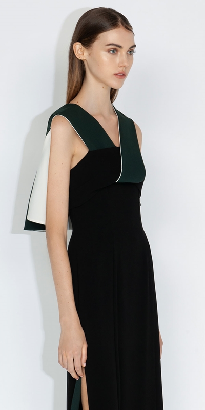 Cue Cares - Sustainable  | Spliced Origami Dress | 990 Black