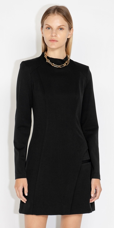 Cue Cares - Sustainable  | Asymmetric Mini Dress | 990 Black