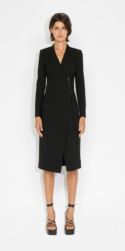Cue Cares - Sustainable | Eco Twill Wrap Dress | 990 Black