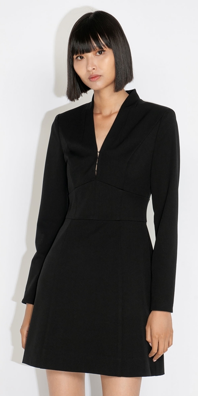 Made in Australia  | Corset Waist Dress | 990 Black