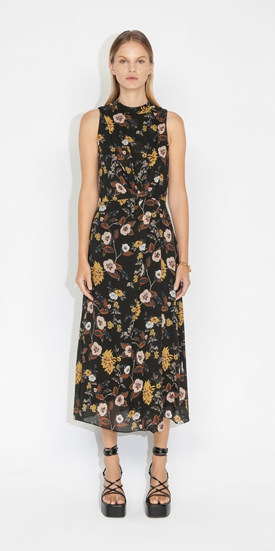 Cue Cares - Sustainable | Chrysanthemum Wrap Front Dress | 198 Citrine