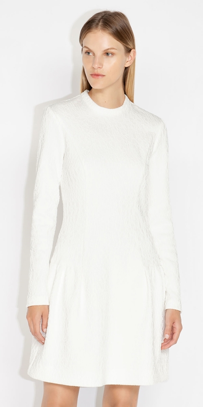Made in Australia  | Cotton Cloque Drop Waist Dress | 100 White