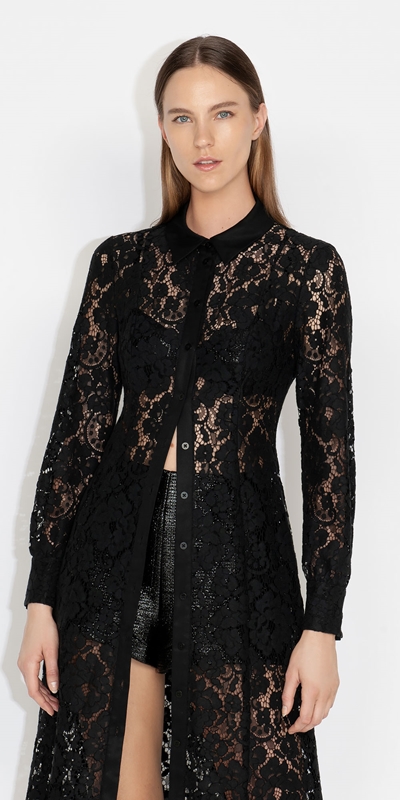 Made in Australia  | Lace Shirt Dress | 990 Black