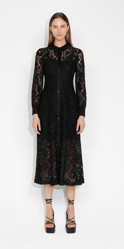 Dresses | Lace Shirt Dress | 990 Black