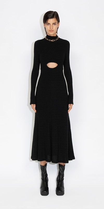 Dresses | Bubble Knit Cut Out Dress | 990 Black