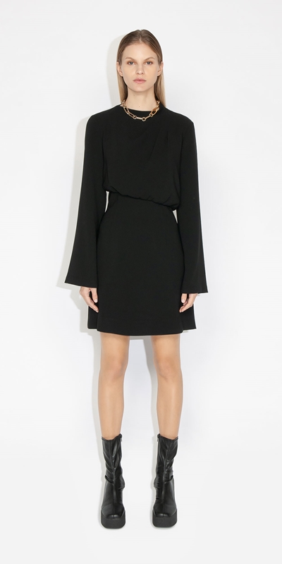 Made in Australia | Asymmetric Neck Dress | 990 Black