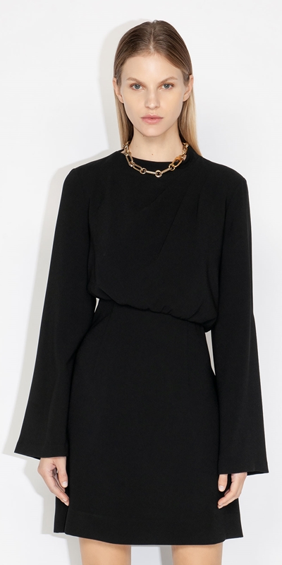 Dresses  | Asymmetric Neck Dress | 990 Black