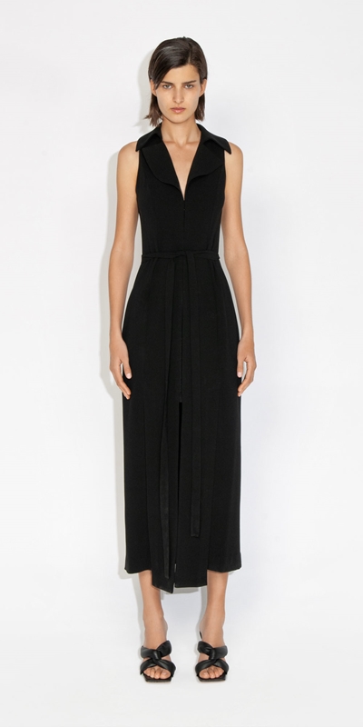 Cue Cares - Sustainable | Collared Maxi Dress | 990 Black