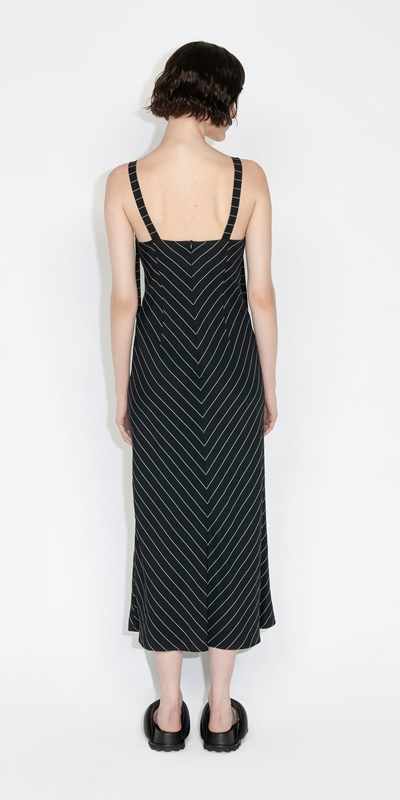 Dresses | Pinstripe Slip Dress | 988 Black/White