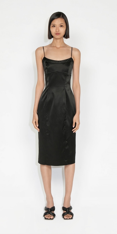 Made in Australia | Satin Cord Dress | 990 Black