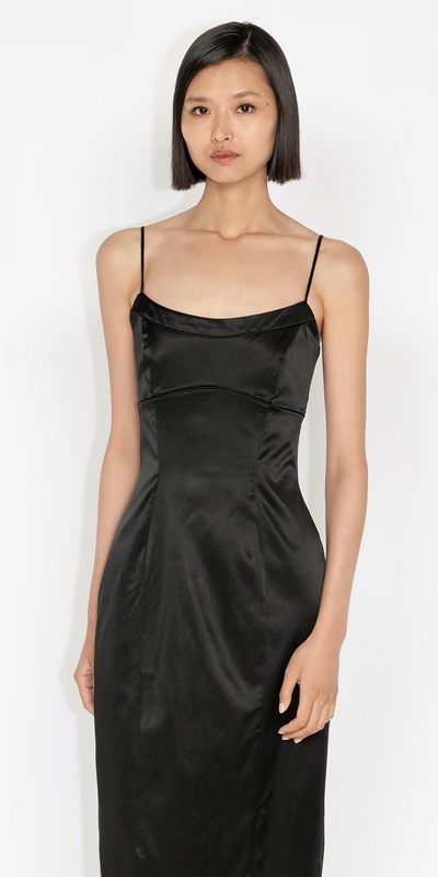 Dresses  | Satin Cord Dress | 990 Black