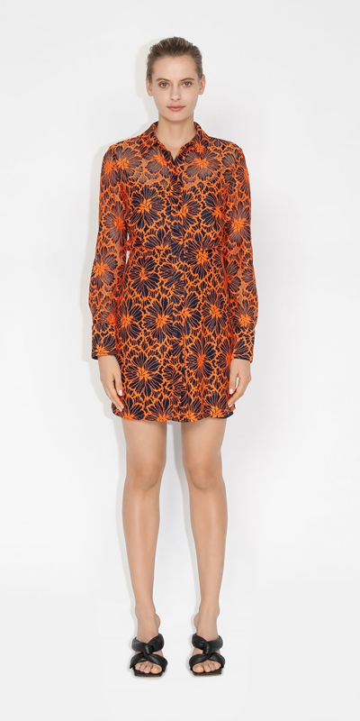 Dresses | Contrast Floral Lace Shirt Dress | 267 Mandarin