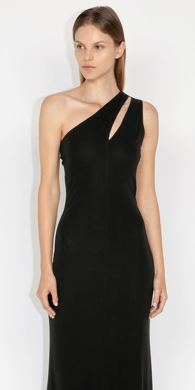 Sale  | Jersey One Shoulder Dress | 990 Black