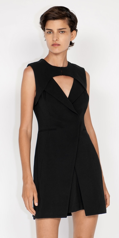 Made in Australia  | Cut Out Wrap Front Dress | 990 Black