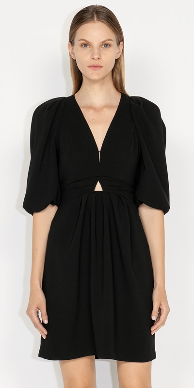 Sale  | Keyhole Gathered Mini Dress | 990 Black