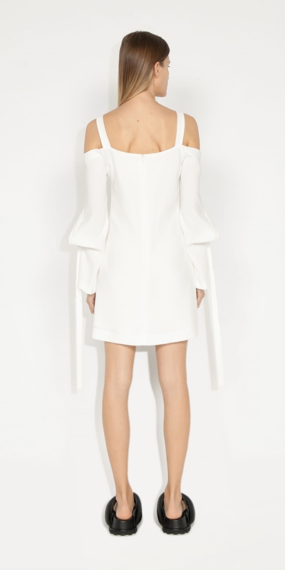 Dresses | Buttoned Sleeve Mini Dress | 103 Ivory
