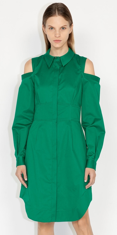 New Arrivals  | Corset Waist Shirt Dress | 328 Vibrant Green