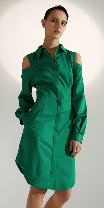 Dresses | Corset Waist Shirt Dress | 328 Vibrant Green