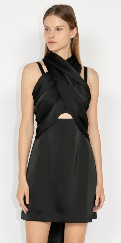 Made in Australia  | Halter Neck Mini Dress | 990 Black