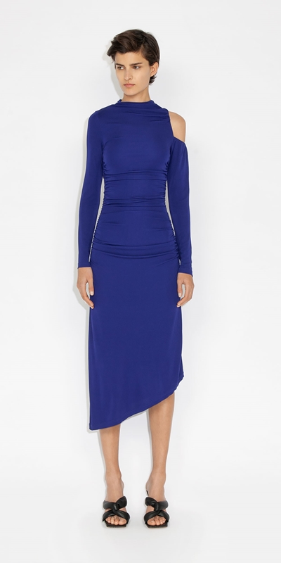 Made in Australia | Jersey Cold Shoulder Dress | 571 Ultra Violet