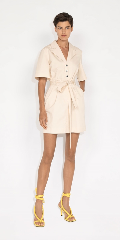 Made in Australia | Cotton Twill Relaxed Utility Dress | 129 Sand