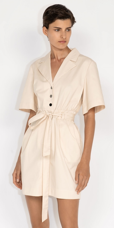 Sale  | Cotton Twill Relaxed Utility Dress | 129 Sand