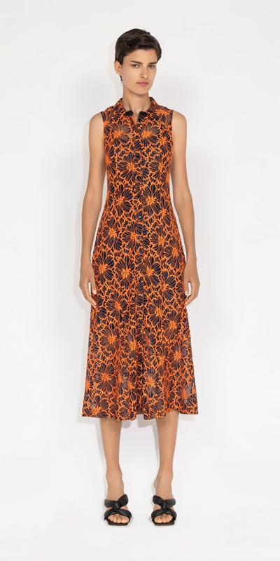 Made in Australia | Contrast Lace Midi Dress | 267 Mandarin