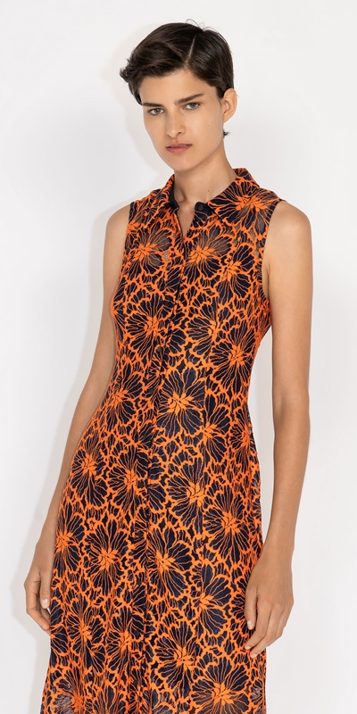 Made in Australia  | Contrast Lace Midi Dress | 267 Mandarin