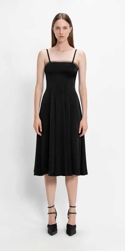 Made in Australia | Panelled Flare Midi Dress | 990 Black