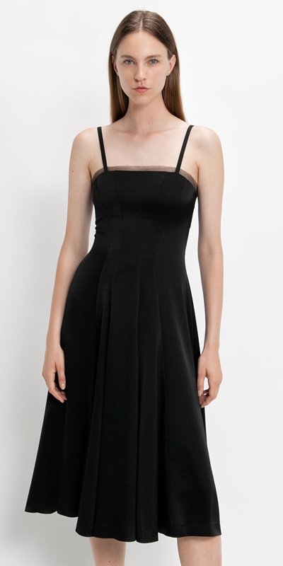 Made in Australia  | Panelled Flare Midi Dress | 990 Black