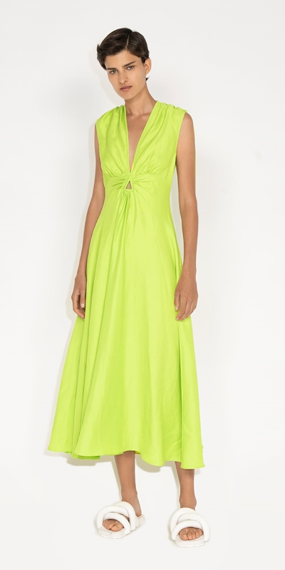 Made in Australia | Keyhole Midi Dress | 375 Ultra Lime