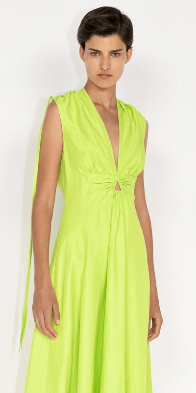 Made in Australia  | Keyhole Midi Dress | 375 Ultra Lime