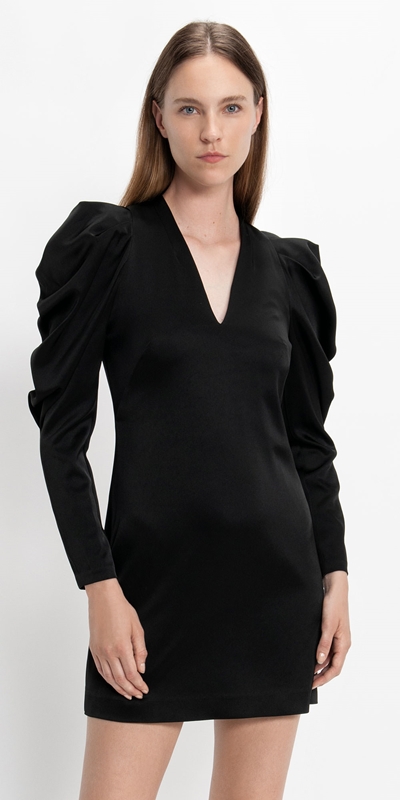 Made in Australia  | Sculpted Sleeve Dress | 990 Black