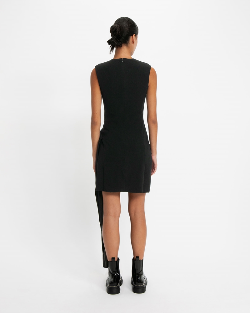 Shop the Runway  | Crepe Draped Tail Mini Dress | 990 Black