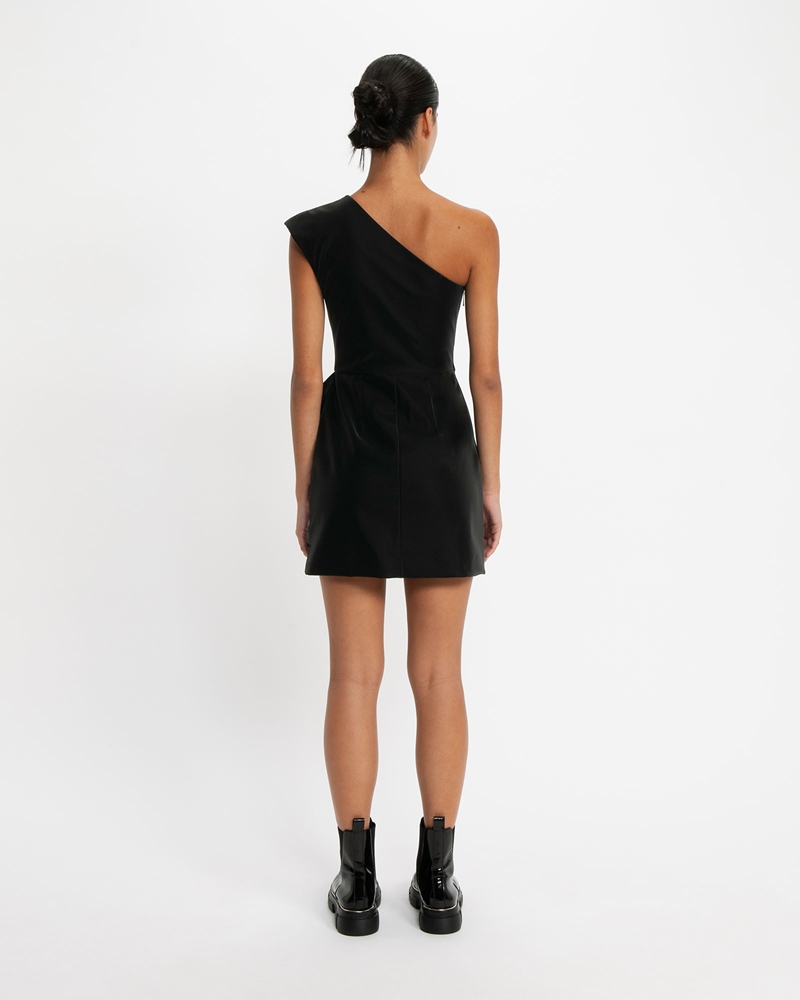 New Arrivals  | Stretch Velveteen Sculptured Mini Dress | 990 Black