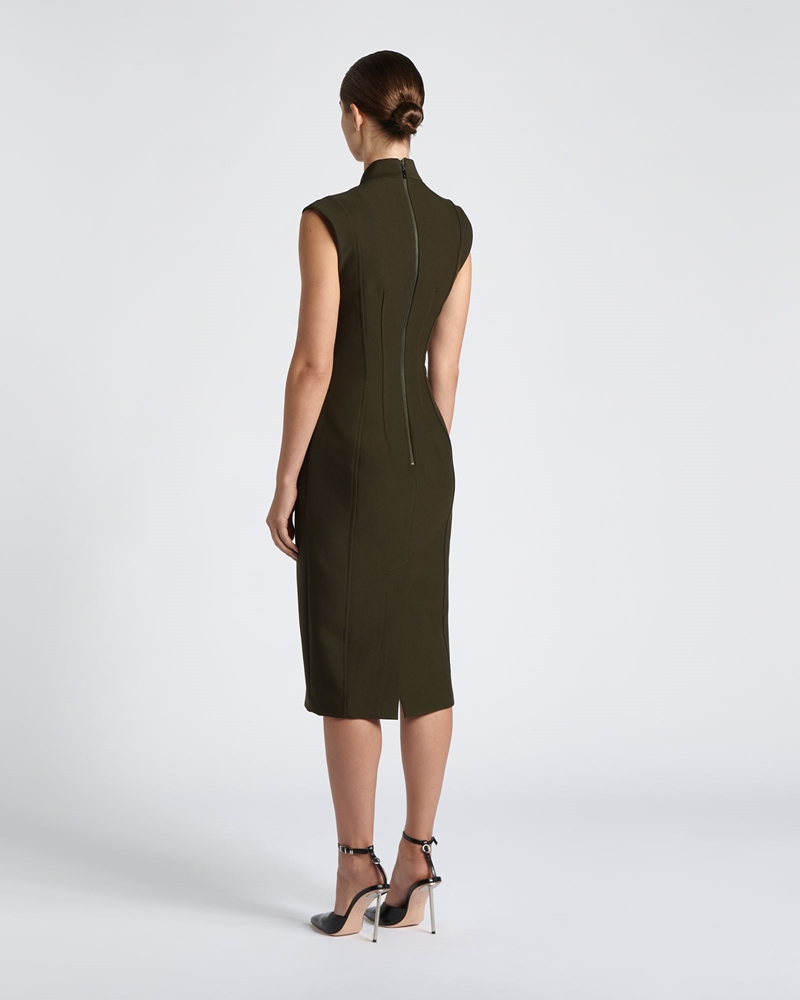 Dresses  | Chain Detail Column Dress | 366 Dark Olive