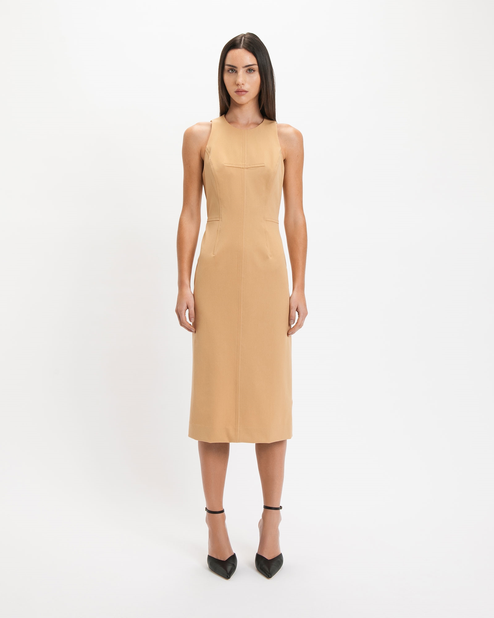 Topstitched Panel Midi Column Dress | Buy Dresses Online - Cue