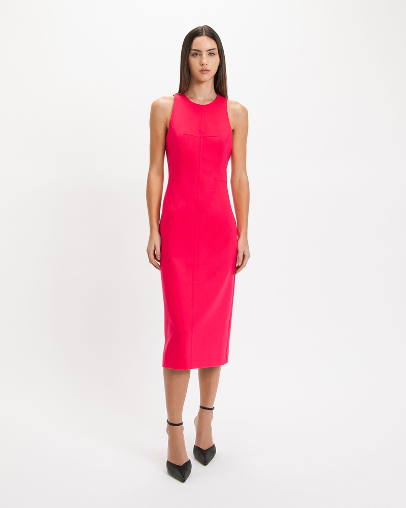 Topstitched Panel Pink Column Dress | Buy Dresses Online - Cue