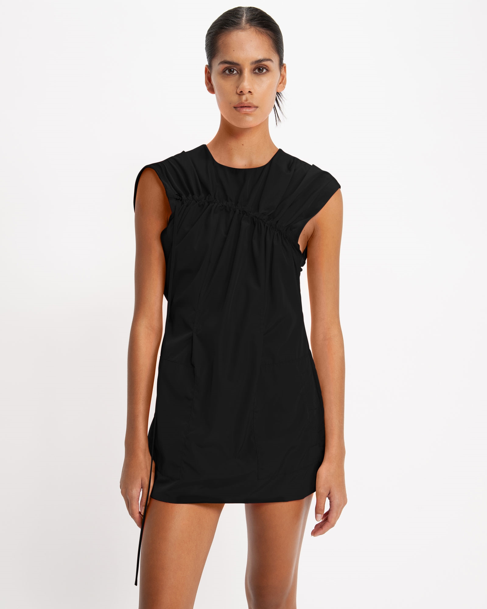 Dresses  | Ruched Taffeta Mini Dress | 990 Black