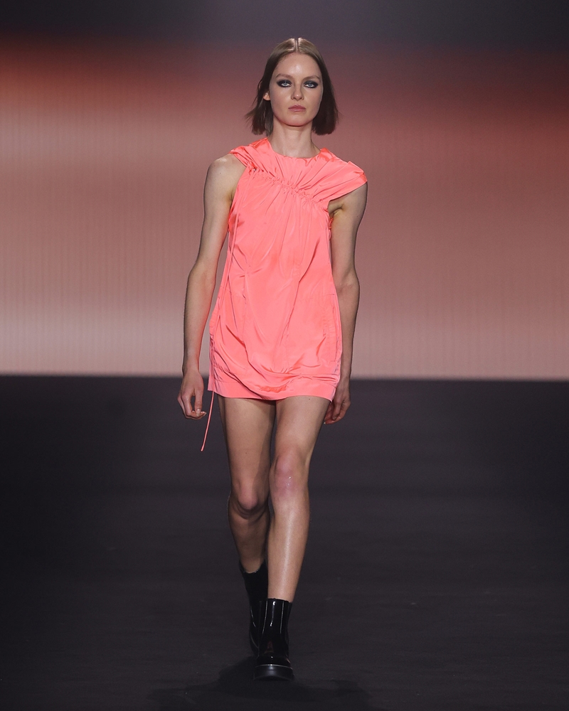 Dresses  | Ruched Taffeta Mini Dress | 517 Neon Pink