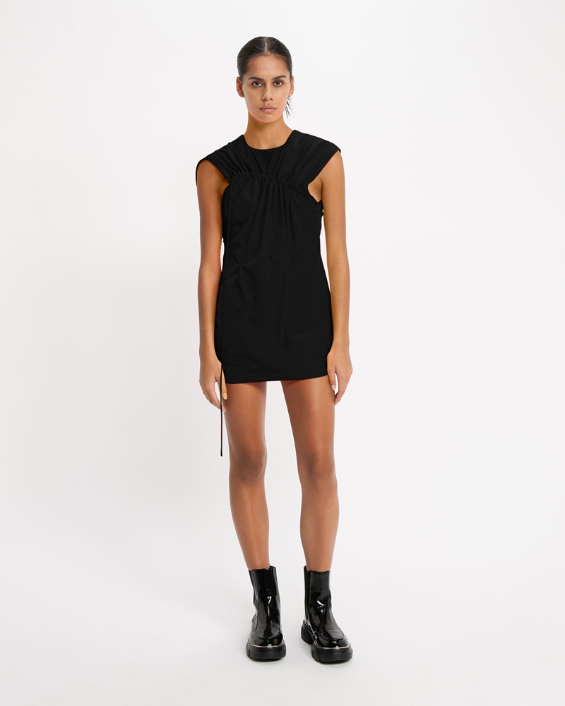 Dresses | Ruched Taffeta Mini Dress | 990 Black