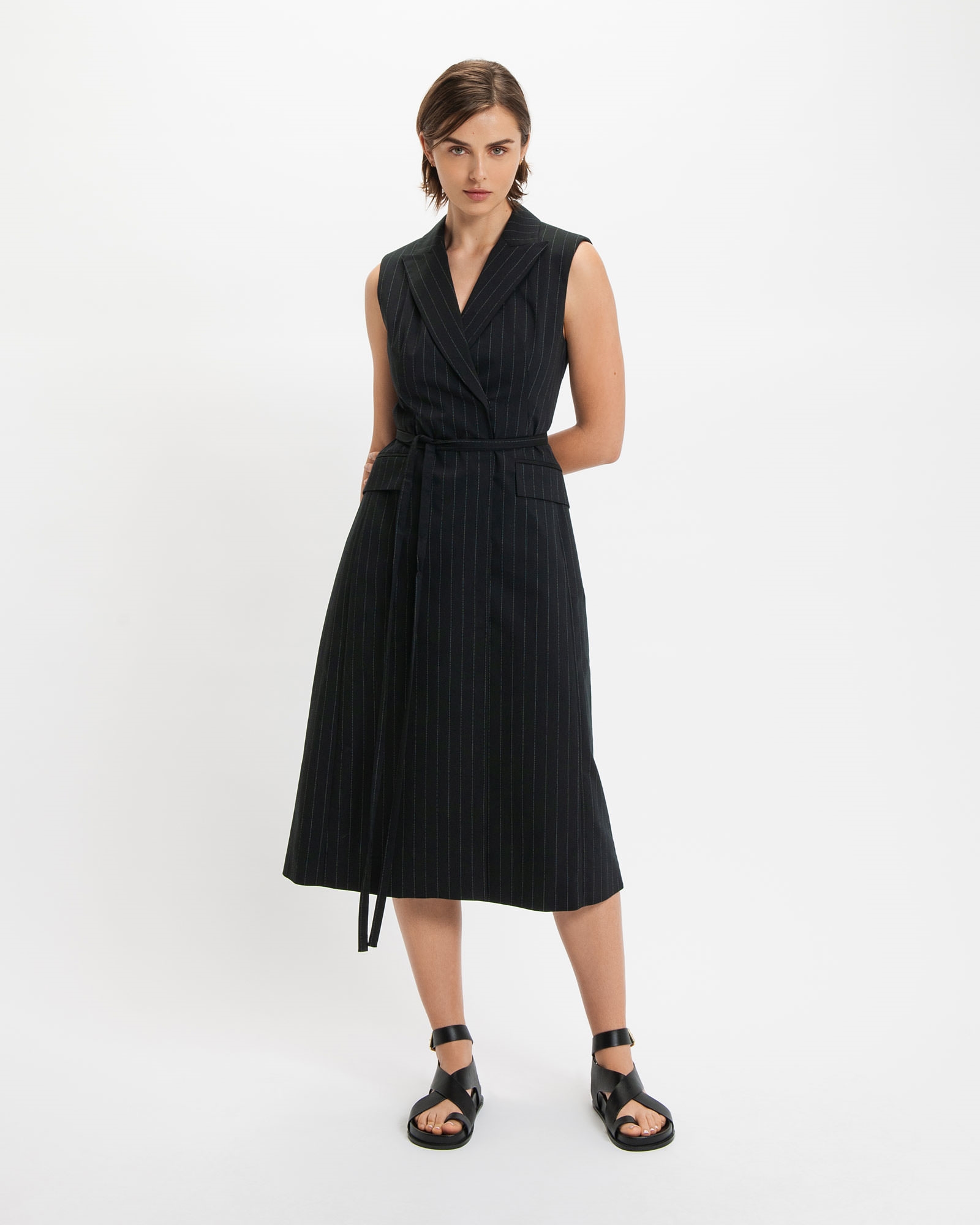 Pinstripe Tie Detail Midi Dress | Buy Dresses Online - Cue