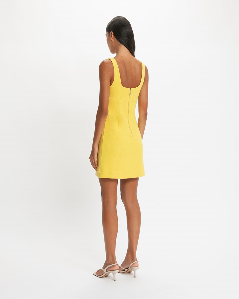 Dresses  | Tailored Square Neck Shift Dress | 200 Lemon