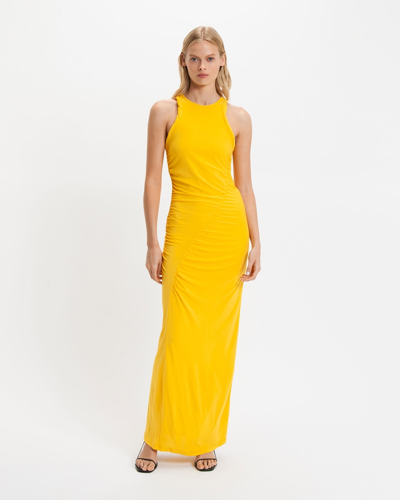 Sale | Racer Jersey Midi Dress | 200 Lemon