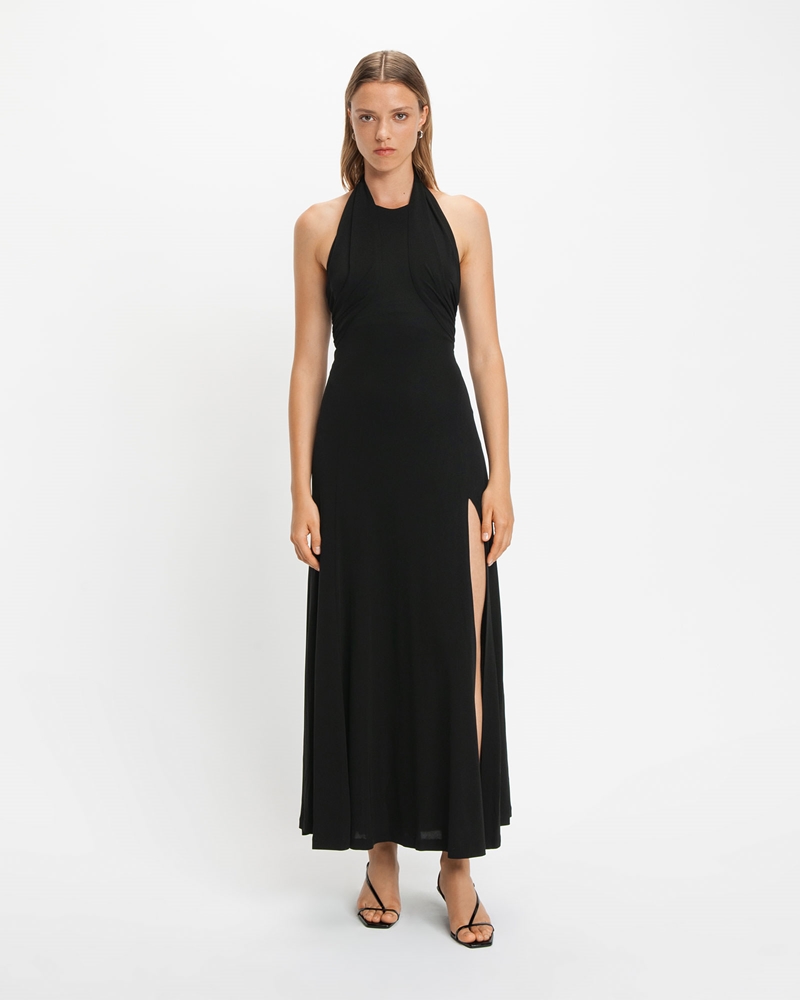 Sale | Jersey Halter Maxi Dress | 990 Black