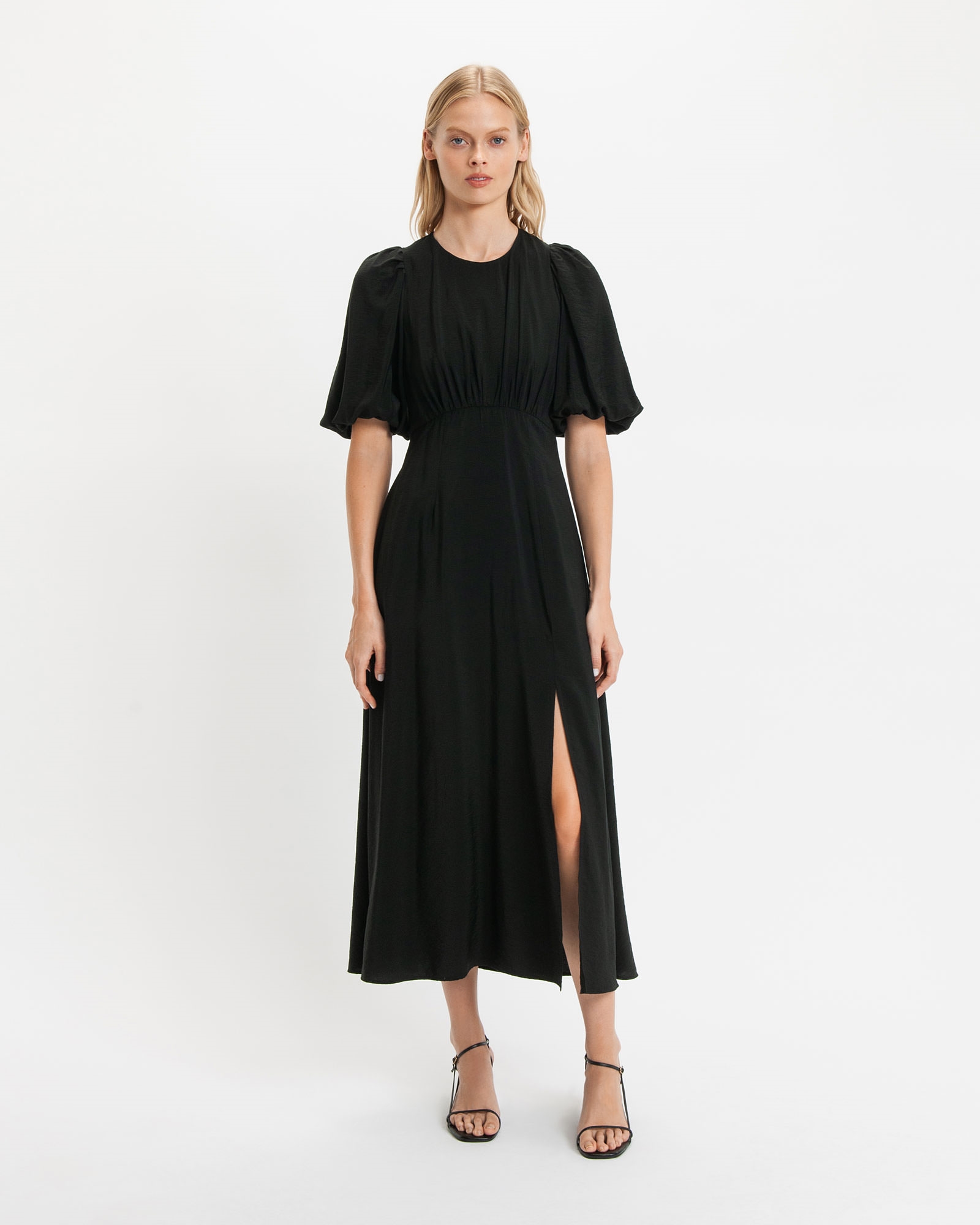 Sale | Soft Sleeved Midi Dress | 990 Black