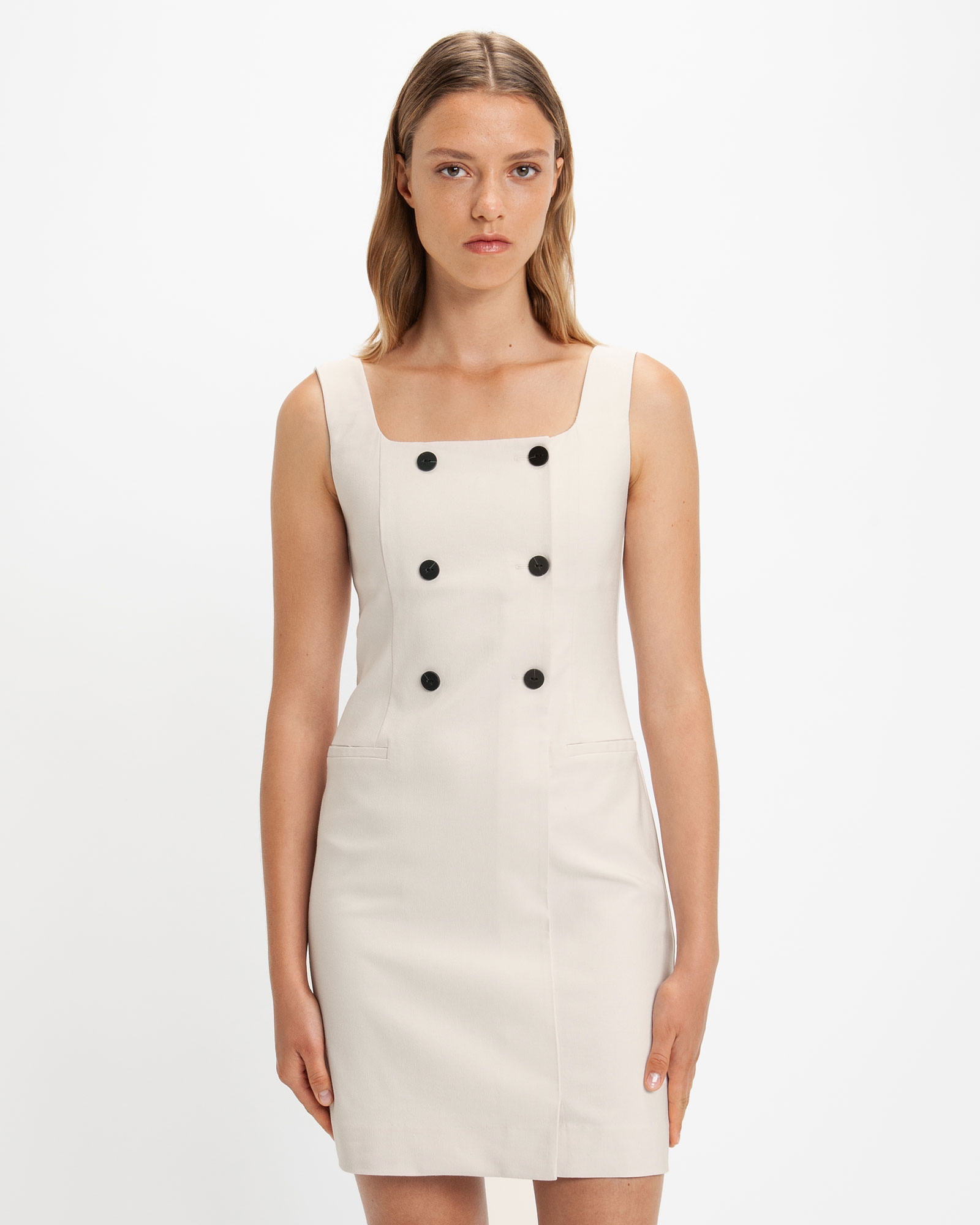 Dresses | Buttoned A-Line Mini Dress | 113 Shell