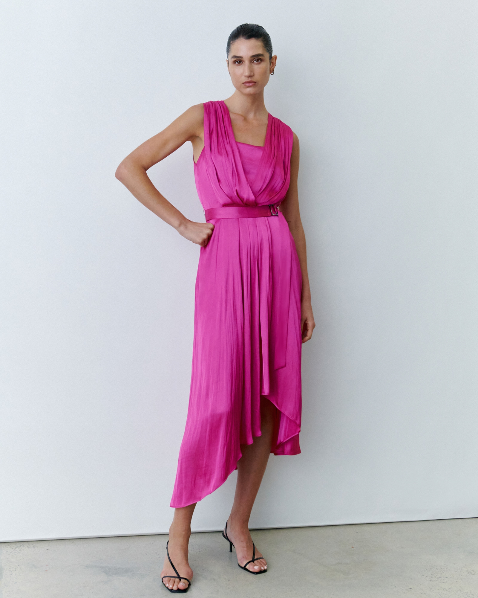 Twill Satin Draped Dress | Buy Dresses Online - Cue