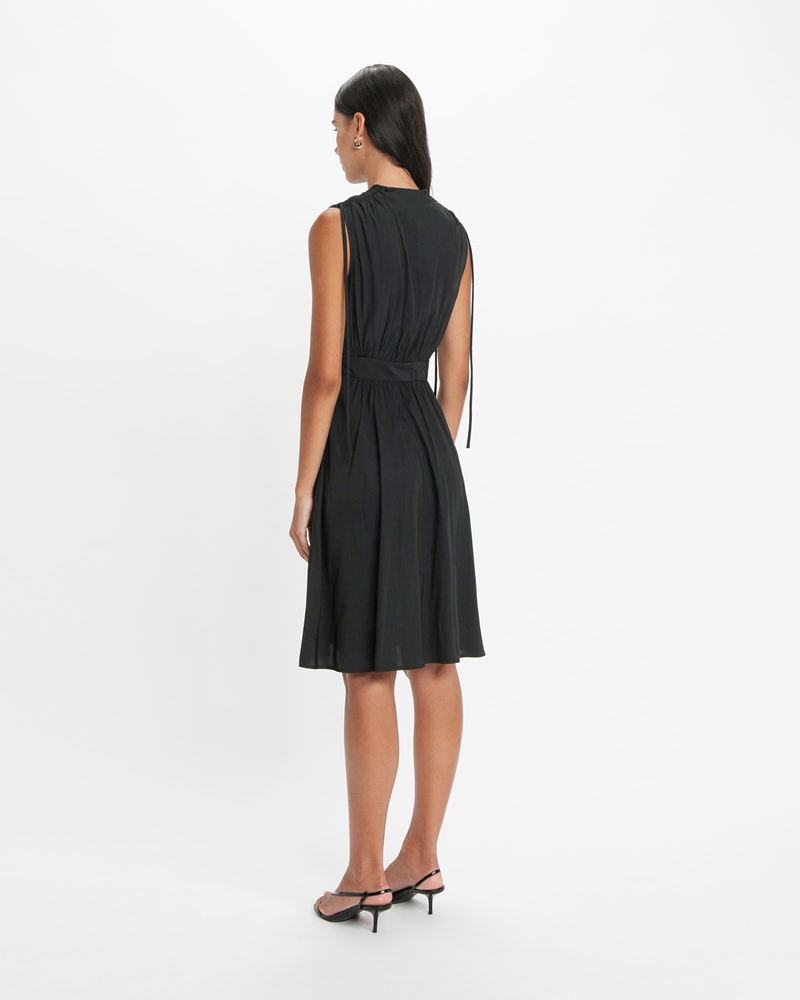 Dresses  | Gathered Zip Front Dress | 990 Black
